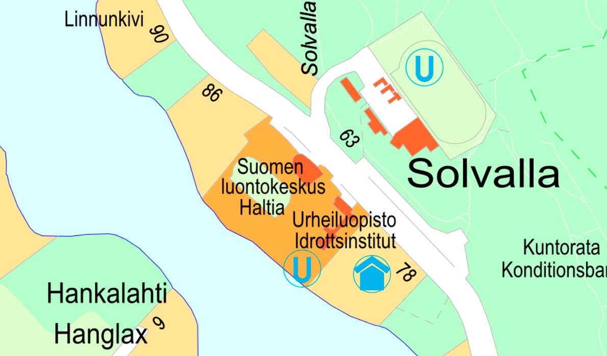 Karttakuva Haltian ja Solvalla alueesta