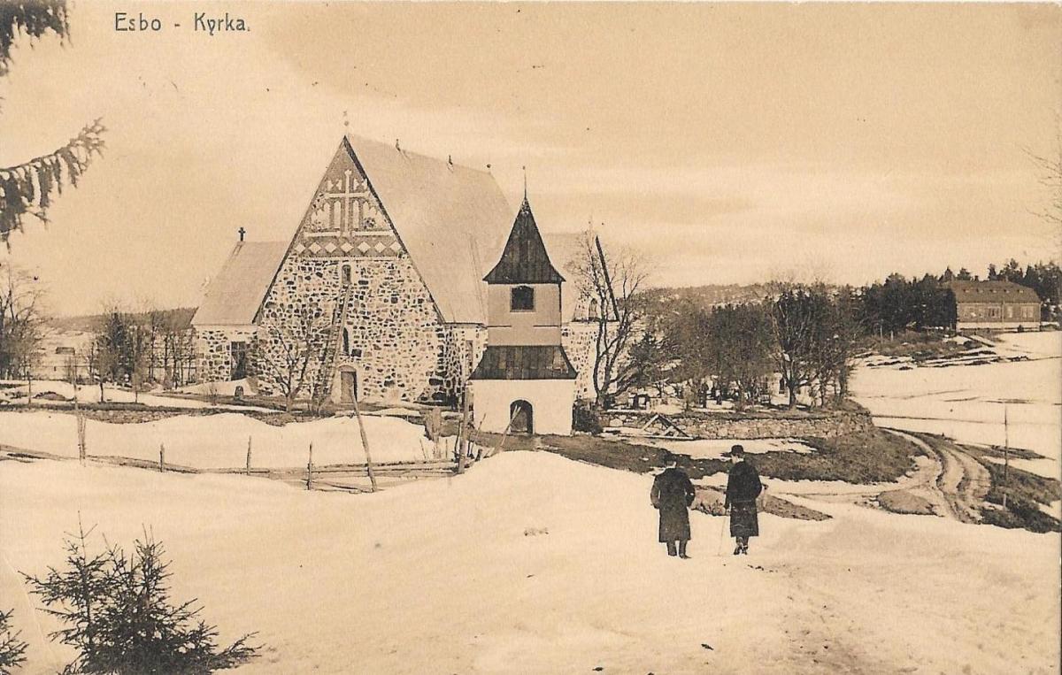 Espoon kirkko postikortissa 1907