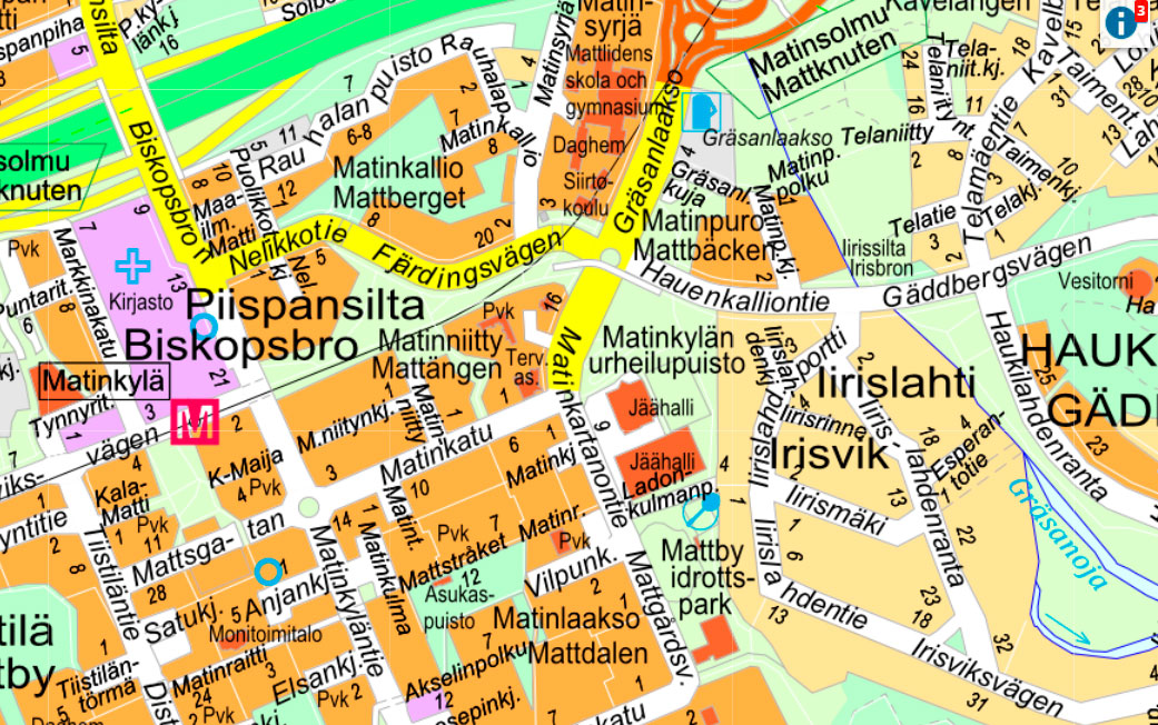 Kartta Matinkylästä 2021.
